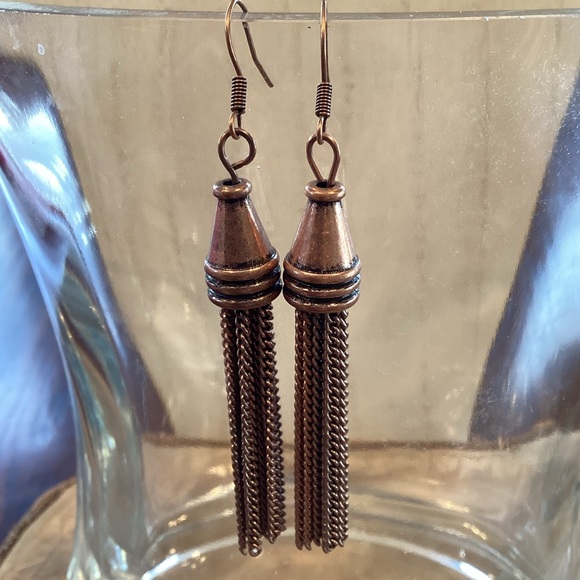 Copper Chain Earrings - Picture 1 of 3